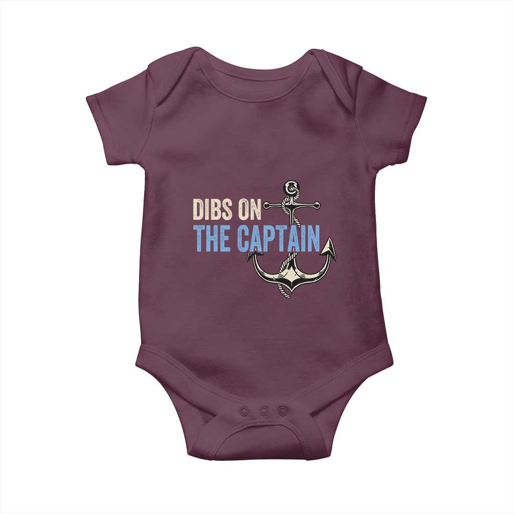 Funny Dibs On The Captain Baby Onesie Boating Boat Lover Anchor TS11 Maroon Print Your Wear