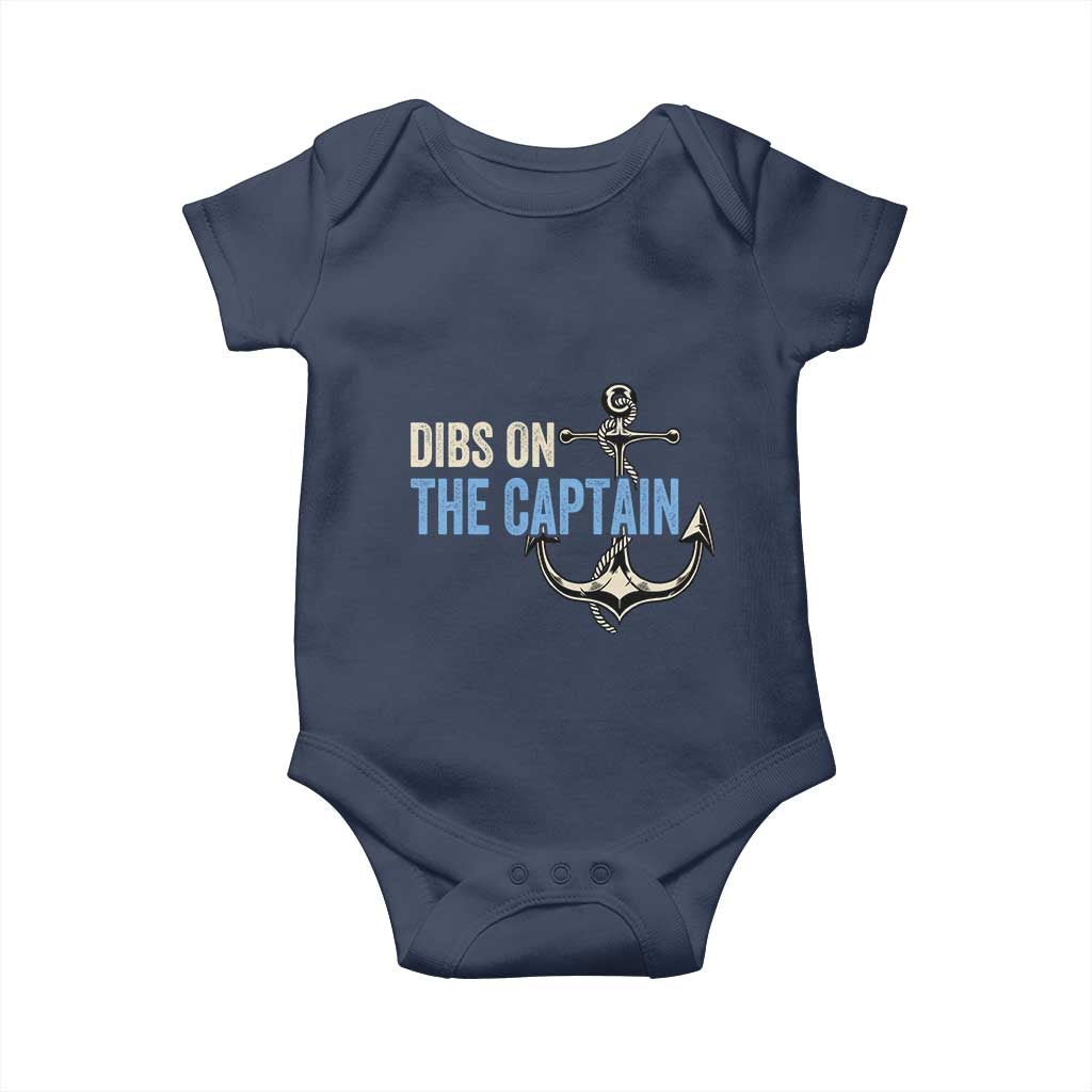Funny Dibs On The Captain Baby Onesie Boating Boat Lover Anchor TS11 Navy Print Your Wear