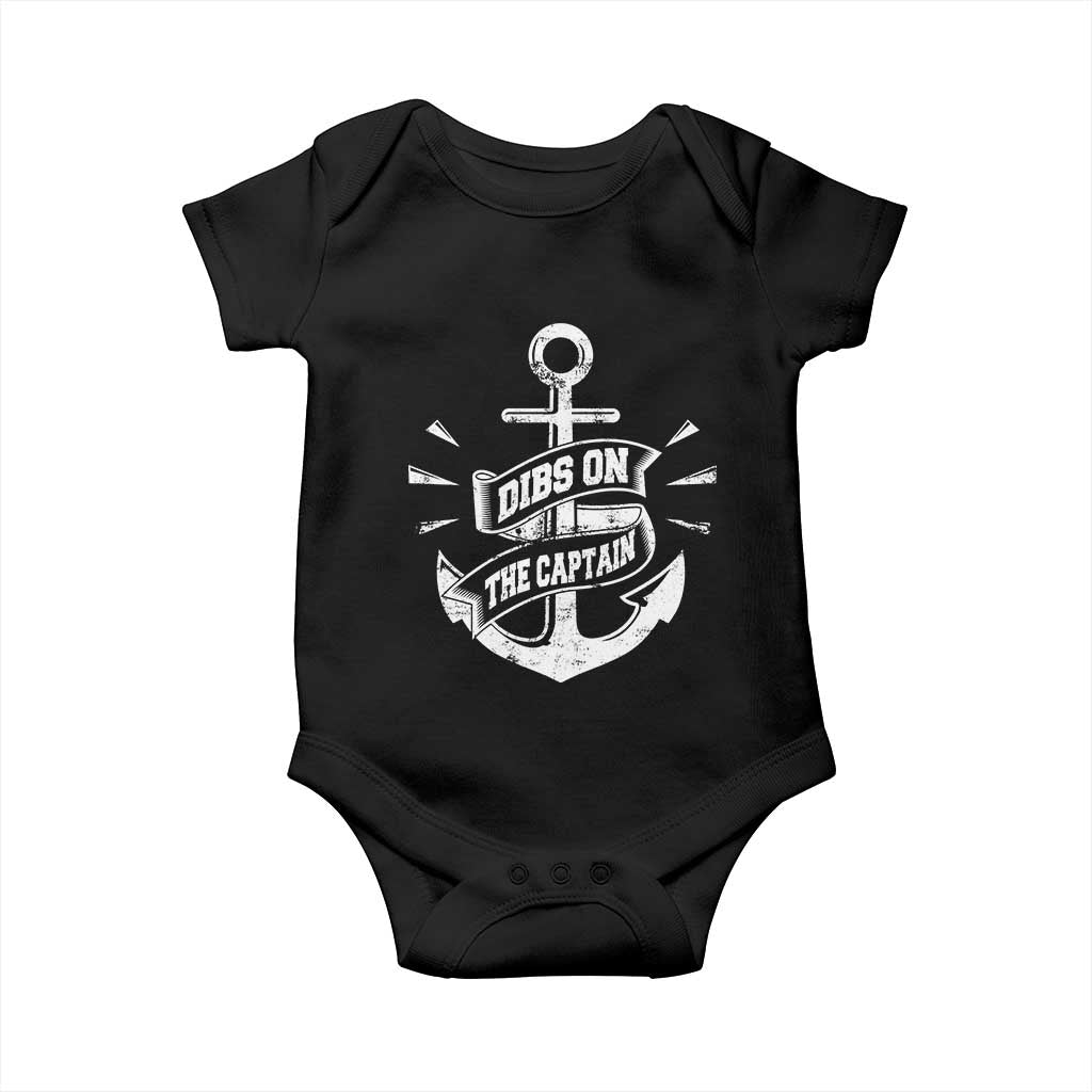 Funny Dibs On The Captain Baby Onesie Boating Boat Lover Vintage Anchor TS11 Black Print Your Wear