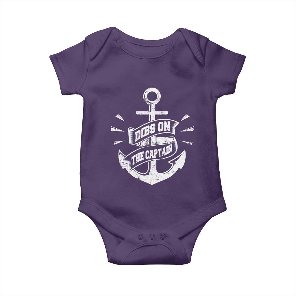Funny Dibs On The Captain Baby Onesie Boating Boat Lover Vintage Anchor TS11 Purple Print Your Wear