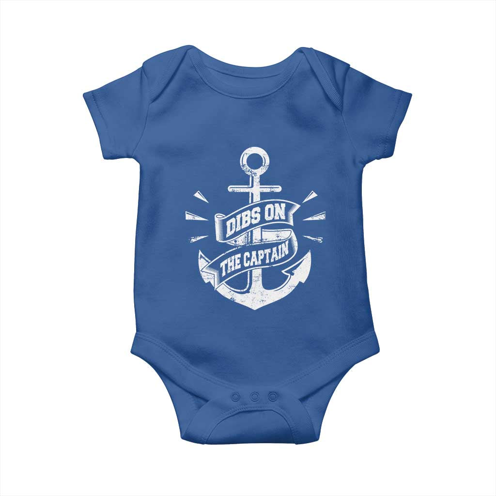 Funny Dibs On The Captain Baby Onesie Boating Boat Lover Vintage Anchor TS11 Royal Blue Print Your Wear