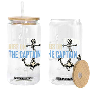 Funny Dibs On The Captain Glass Can Boating Boat Lover Anchor TS11 Black Print Your Wear
