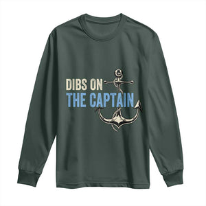 Funny Dibs On The Captain Long Sleeve Shirt Boating Boat Lover Anchor TS11 Dark Forest Green Print Your Wear