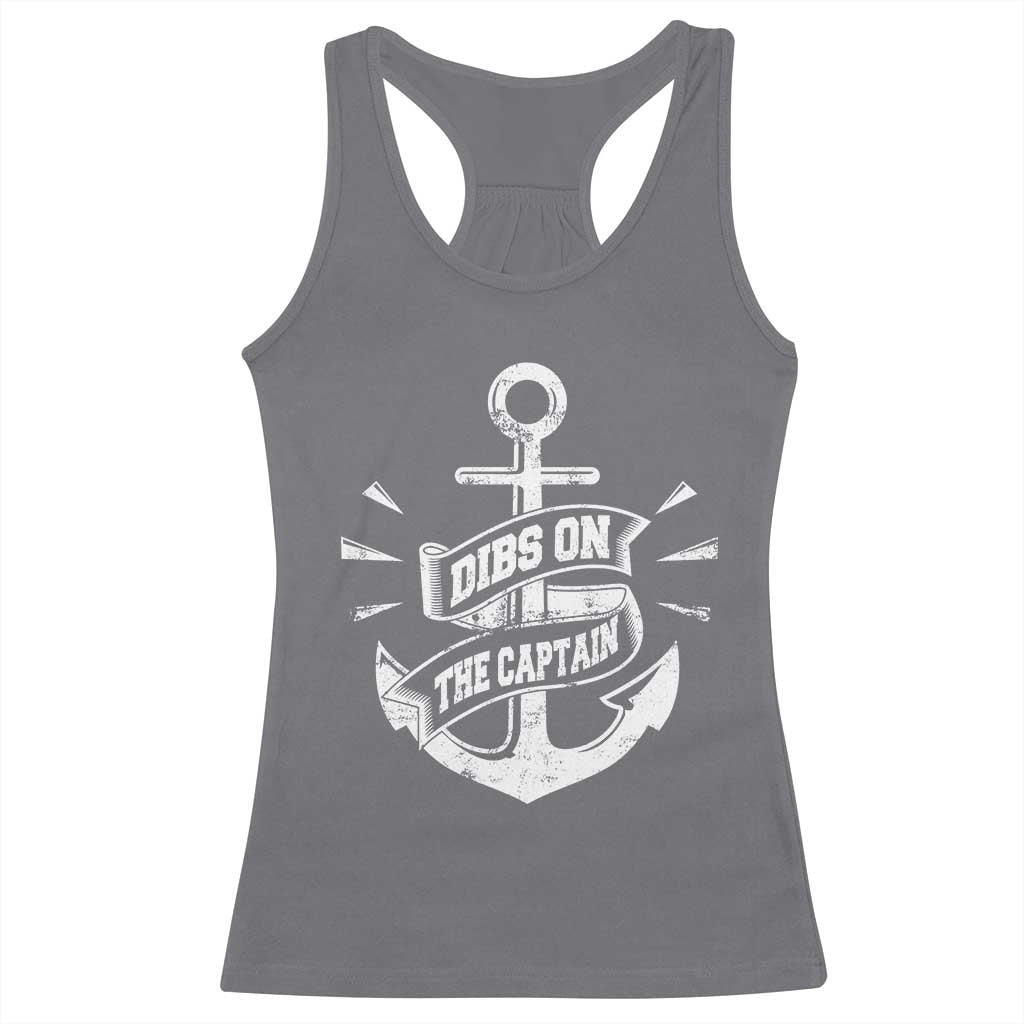 Funny Dibs On The Captain Racerback Tank Top Boating Boat Lover Vintage Anchor TS11 Charcoal Print Your Wear