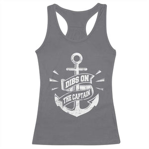 Funny Dibs On The Captain Racerback Tank Top Boating Boat Lover Vintage Anchor TS11 Charcoal Print Your Wear