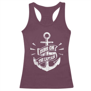Funny Dibs On The Captain Racerback Tank Top Boating Boat Lover Vintage Anchor TS11 Maroon Print Your Wear