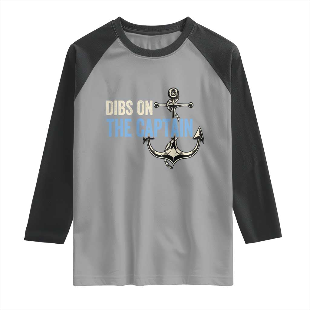 Funny Dibs On The Captain Raglan Shirt Boating Boat Lover Anchor TS11 Sport Gray Black Print Your Wear