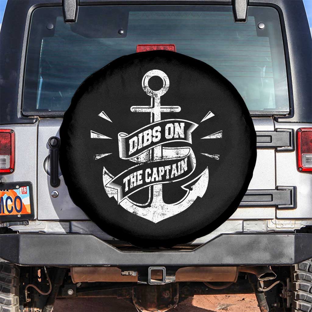 Funny Dibs On The Captain Spare Tire Cover Boating Boat Lover Vintage Anchor TS11 No hole Black Print Your Wear