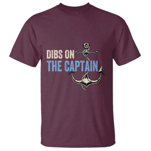 Funny Dibs On The Captain T Shirt Boating Boat Lover Anchor TS11 Maroon Print Your Wear