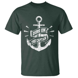Funny Dibs On The Captain T Shirt Boating Boat Lover Vintage Anchor TS11 Dark Forest Green Print Your Wear