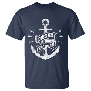 Funny Dibs On The Captain T Shirt Boating Boat Lover Vintage Anchor TS11 Navy Print Your Wear