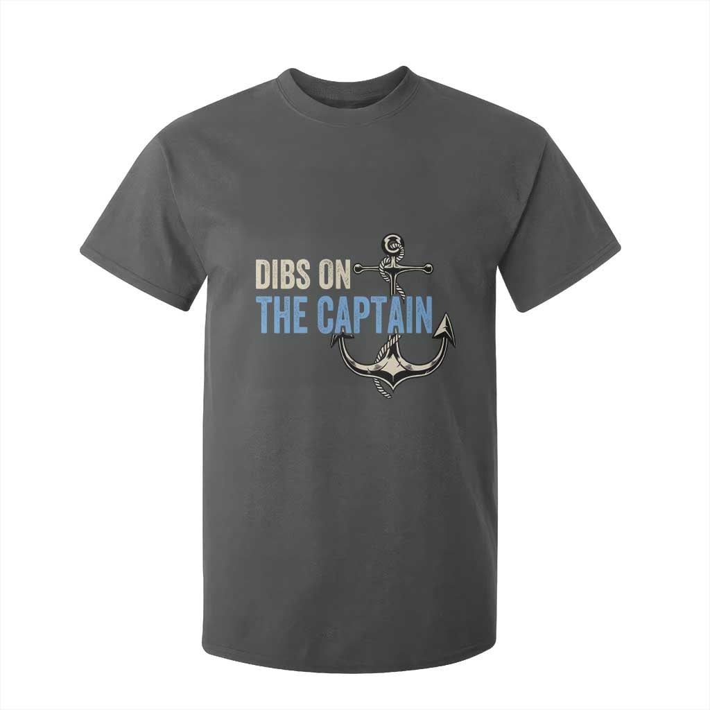 Funny Dibs On The Captain T Shirt For Kid Boating Boat Lover Anchor TS11 Dark Heather Print Your Wear