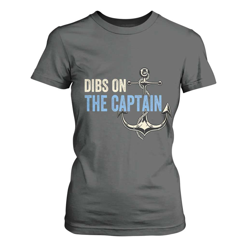 Funny Dibs On The Captain T Shirt For Women Boating Boat Lover Anchor TS11 Dark Heather Print Your Wear