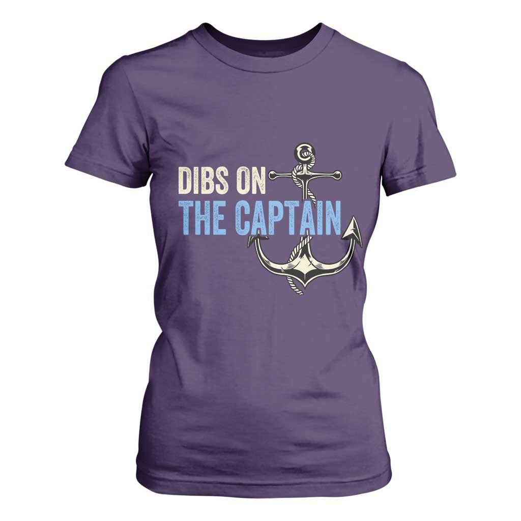 Funny Dibs On The Captain T Shirt For Women Boating Boat Lover Anchor TS11 Purple Print Your Wear