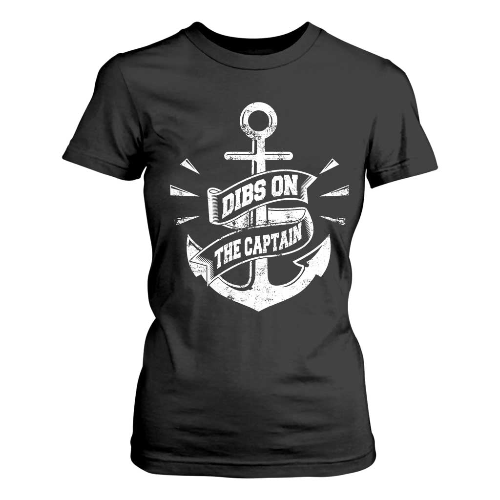 Funny Dibs On The Captain T Shirt For Women Boating Boat Lover Vintage Anchor TS11 Black Print Your Wear