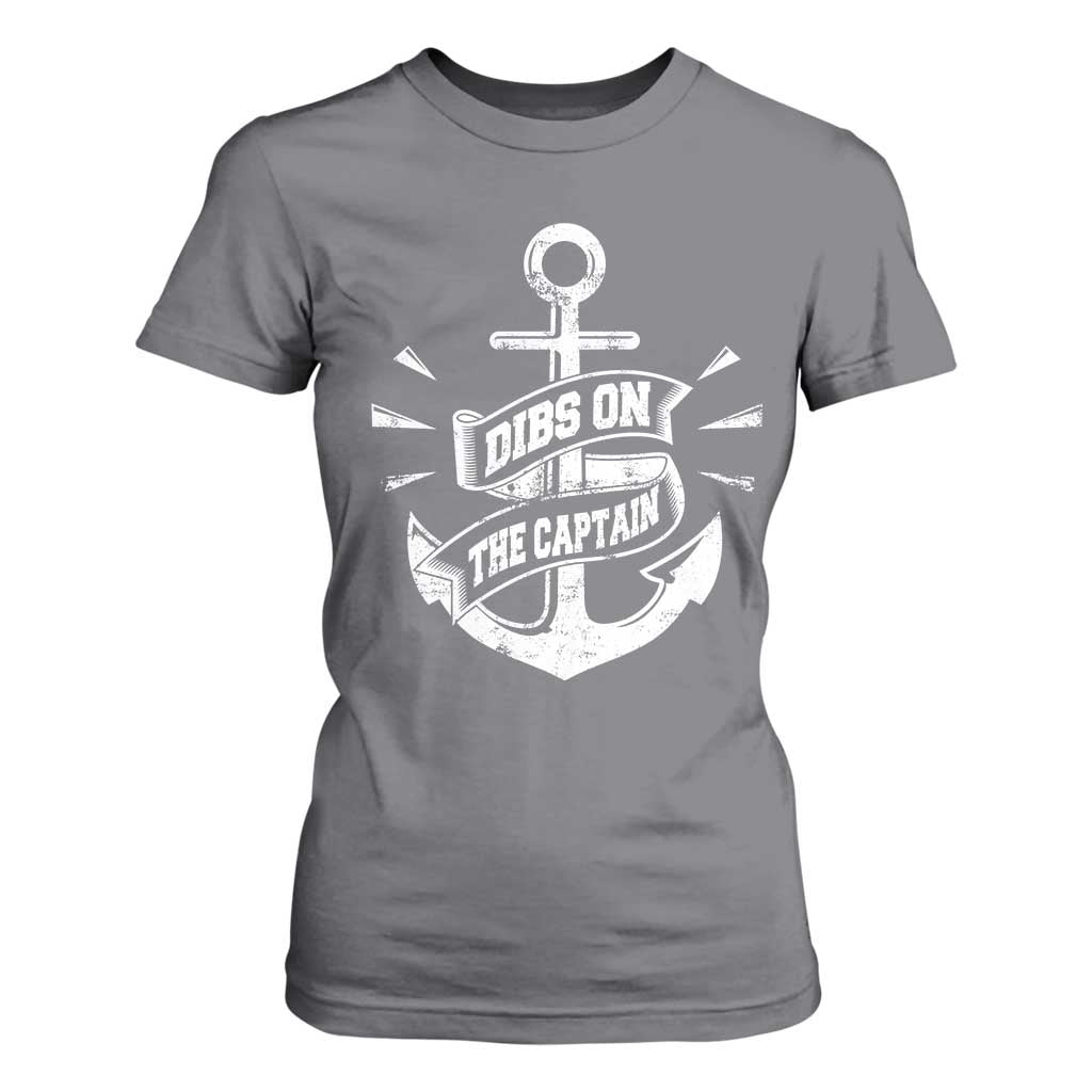 Funny Dibs On The Captain T Shirt For Women Boating Boat Lover Vintage Anchor TS11 Charcoal Print Your Wear