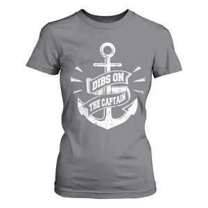 Funny Dibs On The Captain T Shirt For Women Boating Boat Lover Vintage Anchor TS11 Charcoal Print Your Wear
