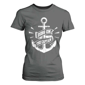 Funny Dibs On The Captain T Shirt For Women Boating Boat Lover Vintage Anchor TS11 Dark Heather Print Your Wear