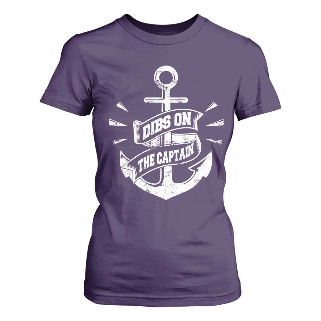 Funny Dibs On The Captain T Shirt For Women Boating Boat Lover Vintage Anchor TS11 Purple Print Your Wear