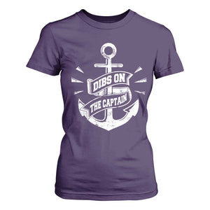 Funny Dibs On The Captain T Shirt For Women Boating Boat Lover Vintage Anchor TS11 Purple Print Your Wear