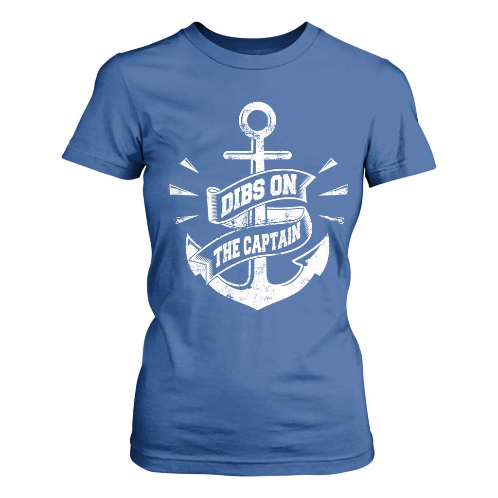 Funny Dibs On The Captain T Shirt For Women Boating Boat Lover Vintage Anchor TS11 Royal Blue Print Your Wear