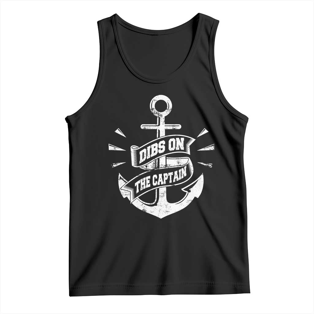 Funny Dibs On The Captain Tank Top Boating Boat Lover Vintage Anchor TS11 Black Print Your Wear