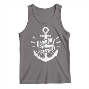 Funny Dibs On The Captain Tank Top Boating Boat Lover Vintage Anchor TS11 Deep Heather Print Your Wear