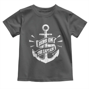 Funny Dibs On The Captain Toddler T Shirt Boating Boat Lover Vintage Anchor TS11 Dark Heather Print Your Wear
