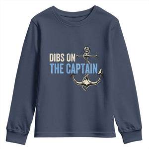 Funny Dibs On The Captain Youth Sweatshirt Boating Boat Lover Anchor TS11 Navy Print Your Wear
