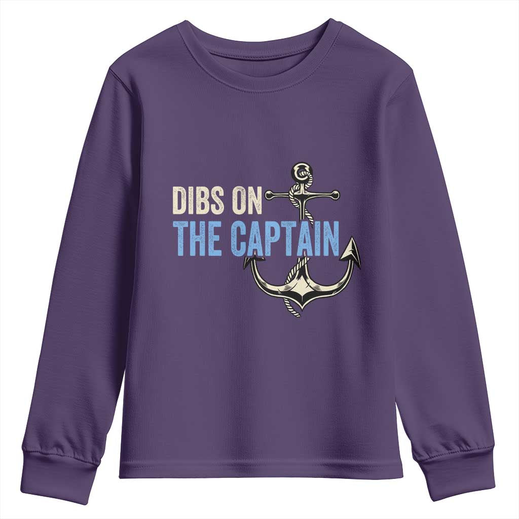 Funny Dibs On The Captain Youth Sweatshirt Boating Boat Lover Anchor TS11 Purple Print Your Wear