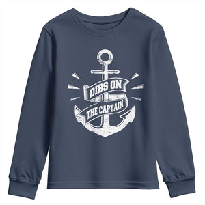 Funny Dibs On The Captain Youth Sweatshirt Boating Boat Lover Vintage Anchor TS11 Navy Print Your Wear
