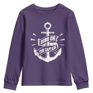 Funny Dibs On The Captain Youth Sweatshirt Boating Boat Lover Vintage Anchor TS11 Purple Print Your Wear