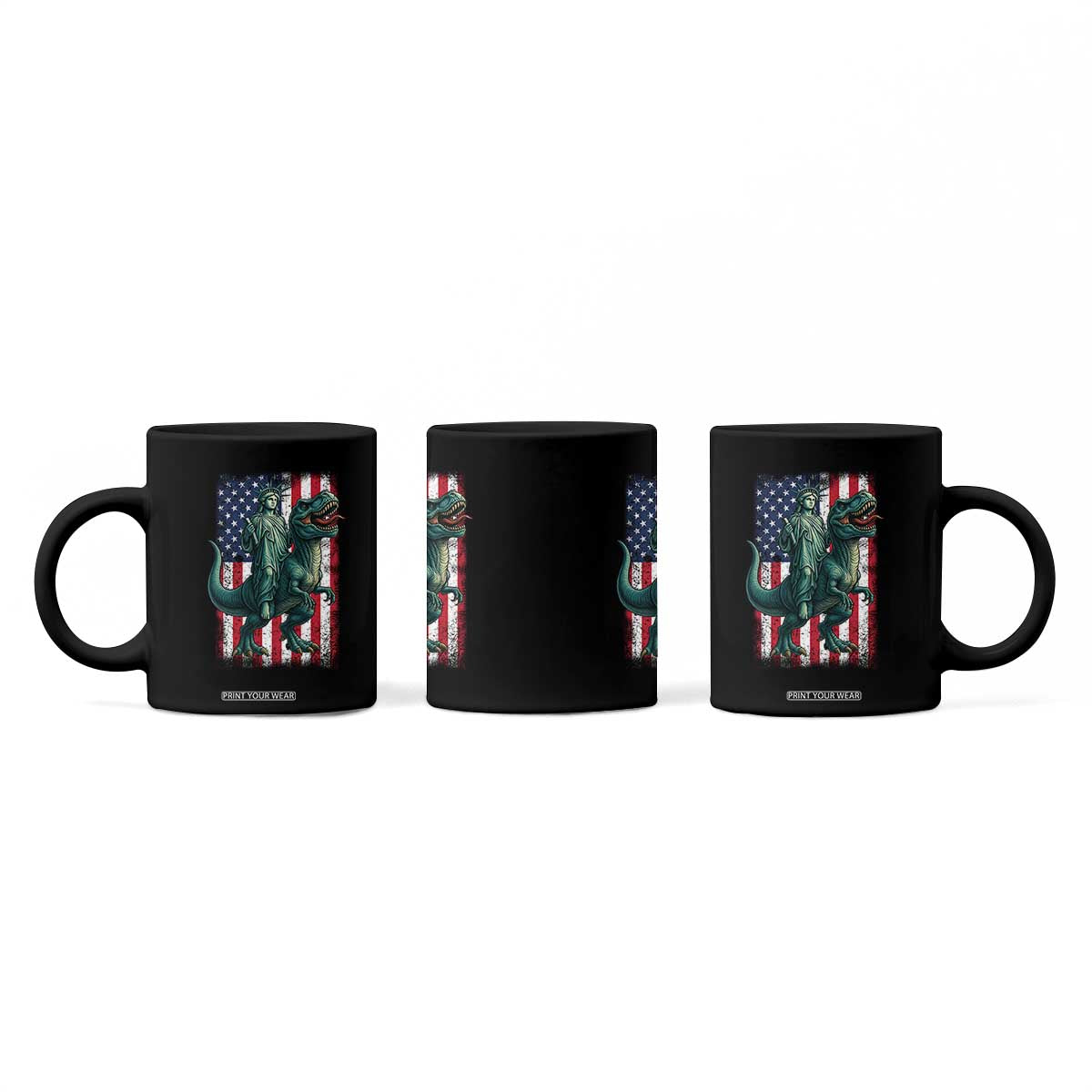 Funny Dinosaur Statue Of Liberty 4th Of July Coffee Mug American Flag TS11 Print Your Wear