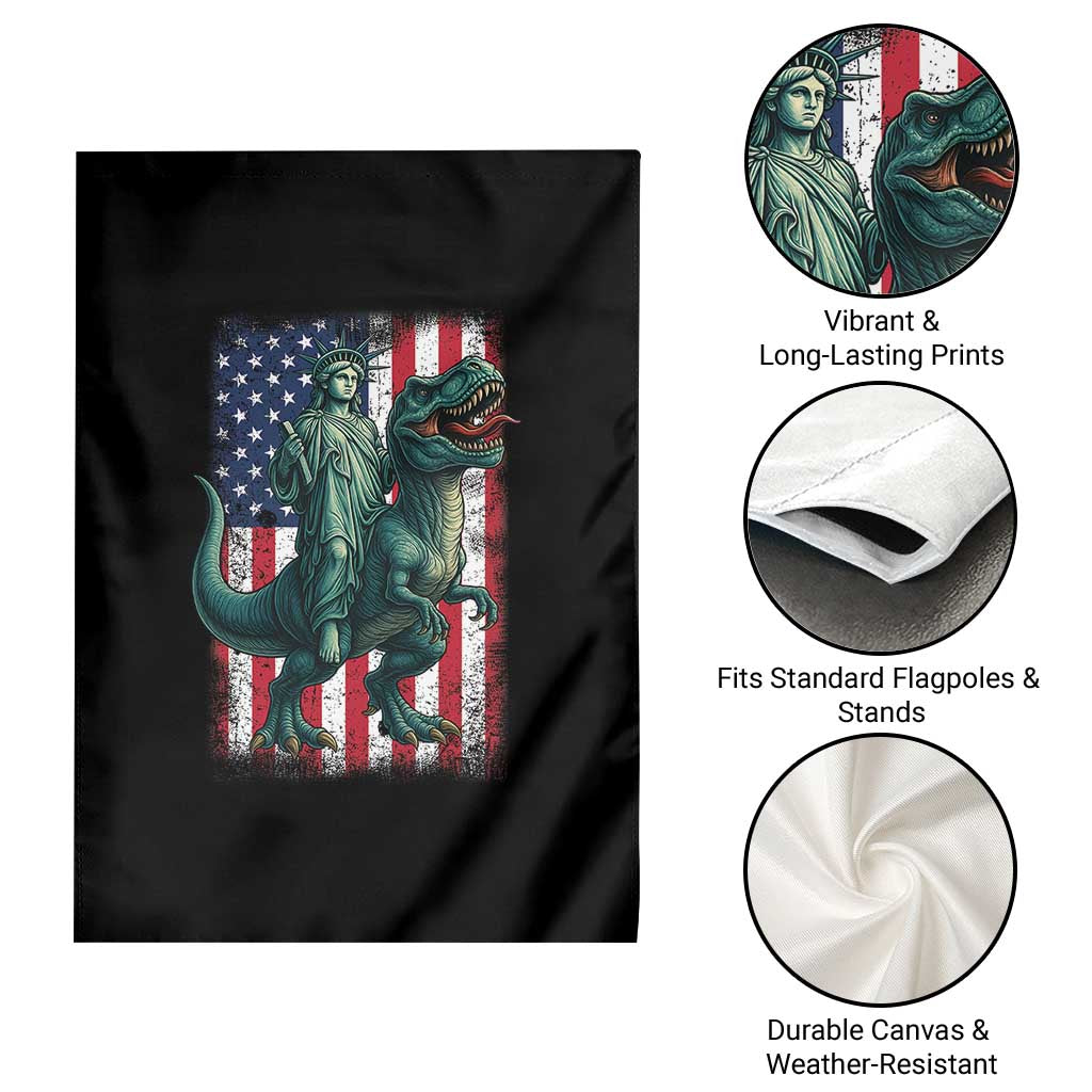 Funny Dinosaur Statue Of Liberty 4th Of July Garden Flag American Flag TS11 Print Your Wear