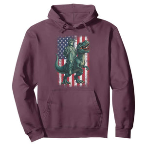 Funny Dinosaur Statue Of Liberty 4th Of July Hoodie American Flag TS11 Maroon Print Your Wear