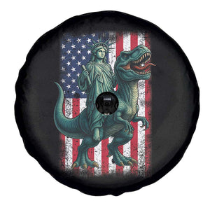 Funny Dinosaur Statue Of Liberty 4th Of July Spare Tire Cover American Flag TS11 Print Your Wear