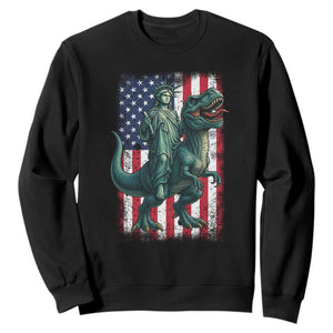 Funny Dinosaur Statue Of Liberty 4th Of July Sweatshirt American Flag TS11 Black Print Your Wear