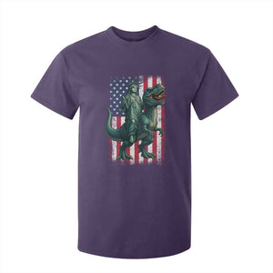 Funny Dinosaur Statue Of Liberty 4th Of July T Shirt For Kid American Flag TS11 Purple Print Your Wear