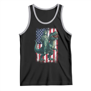 Funny Dinosaur Statue Of Liberty 4th Of July Tank Top American Flag TS11 Black Athletic Heather Print Your Wear
