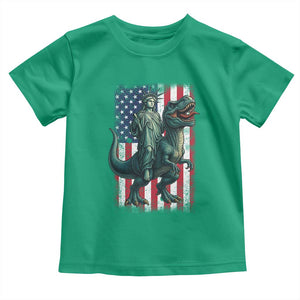Funny Dinosaur Statue Of Liberty 4th Of July Toddler T Shirt American Flag TS11 Irish Green Print Your Wear