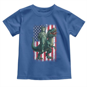 Funny Dinosaur Statue Of Liberty 4th Of July Toddler T Shirt American Flag TS11 Royal Blue Print Your Wear