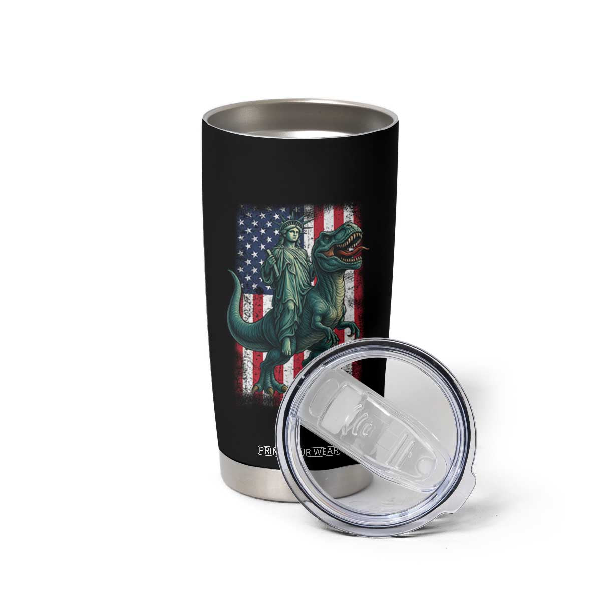 Funny Dinosaur Statue Of Liberty 4th Of July Tumbler Cup American Flag TS11 Print Your Wear