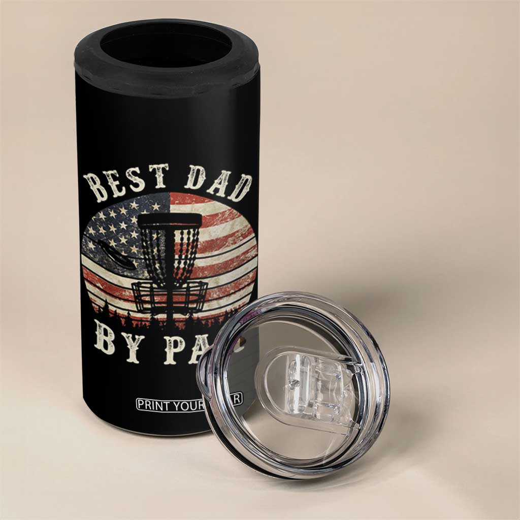 Funny Disc Golf Dad Best Dad By Par 4 in 1 Can Cooler Tumbler Vintage American Flag Fathers Day TS11 Print Your Wear