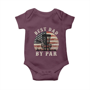 Funny Disc Golf Dad Best Dad By Par Baby Onesie Vintage American Flag Fathers Day TS11 Maroon Print Your Wear