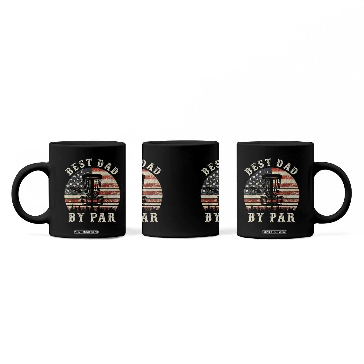 Funny Disc Golf Dad Best Dad By Par Coffee Mug Vintage American Flag Fathers Day TS11 Print Your Wear
