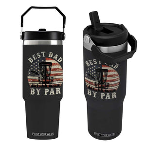 Funny Disc Golf Dad Best Dad By Par Flip Straw Tumbler Vintage American Flag Fathers Day TS11 One Size: 30 oz Black Print Your Wear