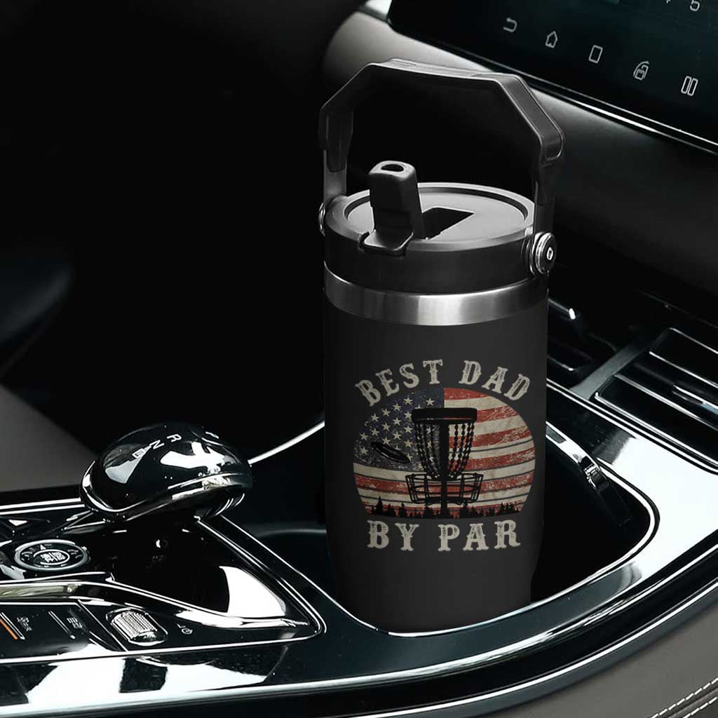 Funny Disc Golf Dad Best Dad By Par Flip Straw Tumbler Vintage American Flag Fathers Day TS11 Print Your Wear