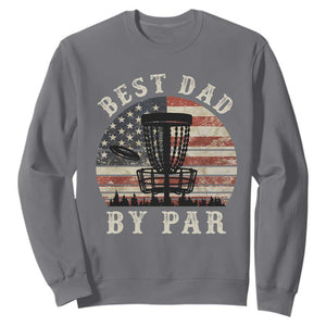 Funny Disc Golf Dad Best Dad By Par Sweatshirt Vintage American Flag Fathers Day TS11 Charcoal Print Your Wear