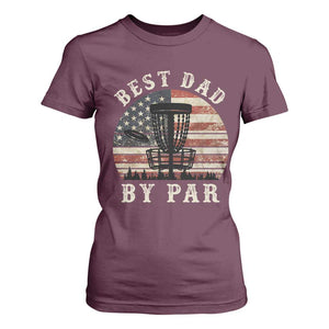 Funny Disc Golf Dad Best Dad By Par T Shirt For Women Vintage American Flag Fathers Day TS11 Maroon Print Your Wear