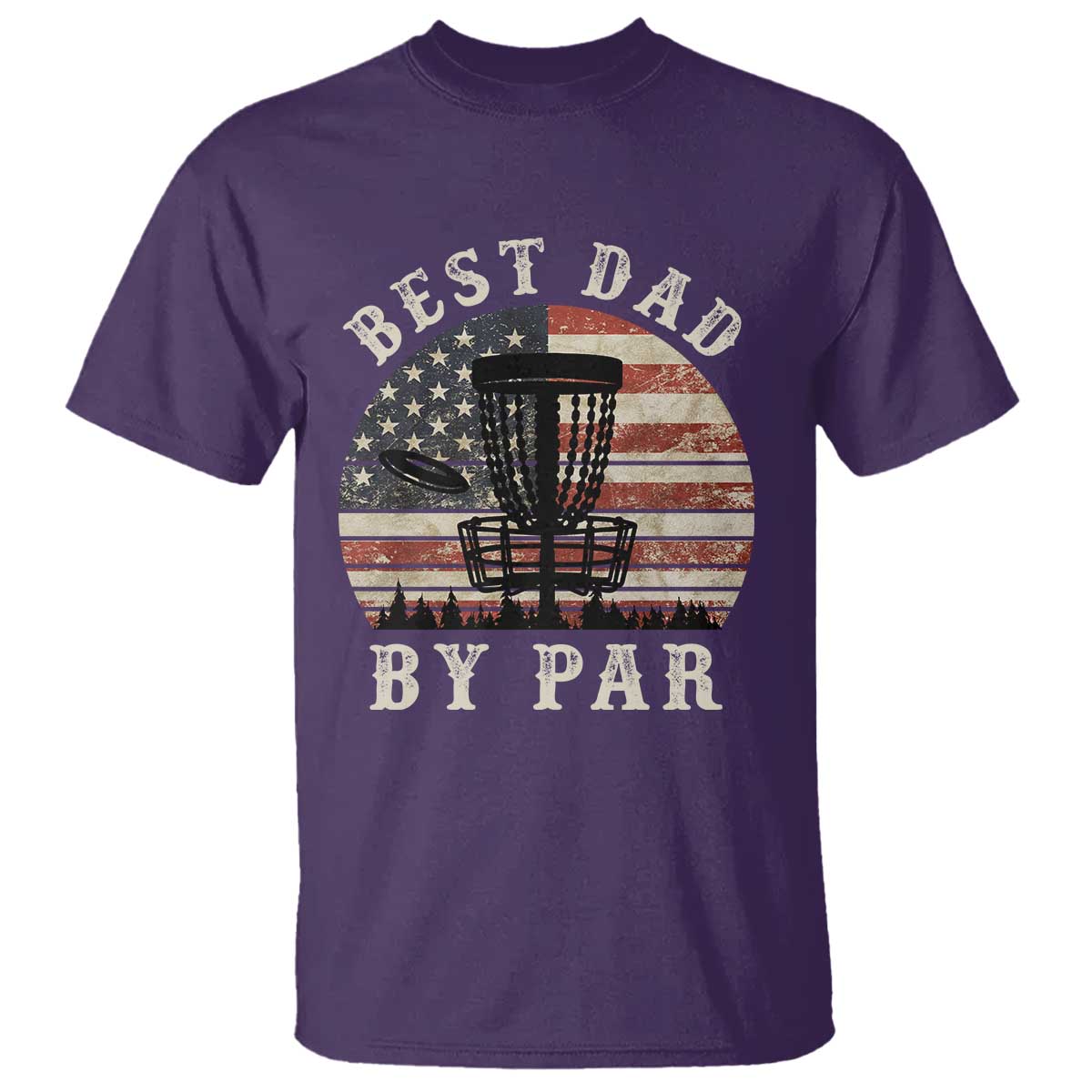 Funny Disc Golf Dad Best Dad By Par T Shirt Vintage American Flag Fathers Day TS11 Purple Print Your Wear